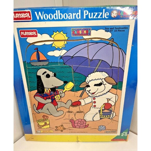 Vintage Playskool Wooden Puzzle Lamb Chop 1994 Shari Lewis Sunny NOS - Picture 1 of 16